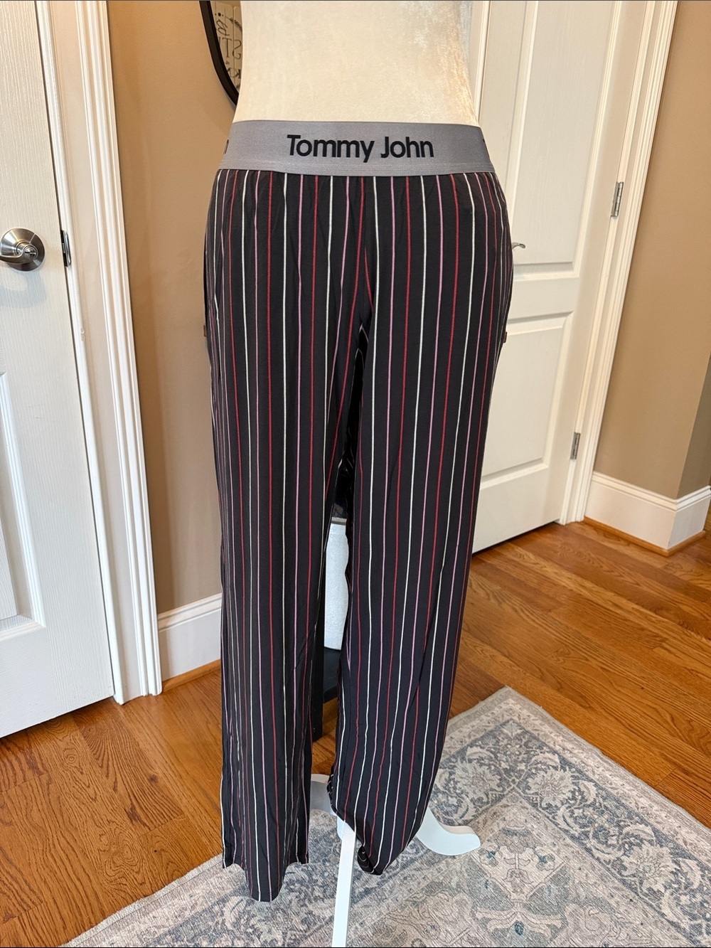 Tommy John Lounge Pajama Pants Black Pinstripe Modal Small Regular
